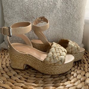 Marc Fisher Raffia ‘Steel’ Platform Sandal | Size 8 | Worn Once